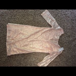 Pink/peach dress with gold and lace detail